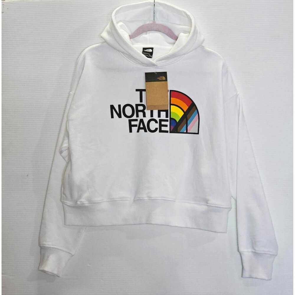 NWT The North Face Women's White Hoodie With Rainbow Logo Size Medium 002 - Picture 10 of 14